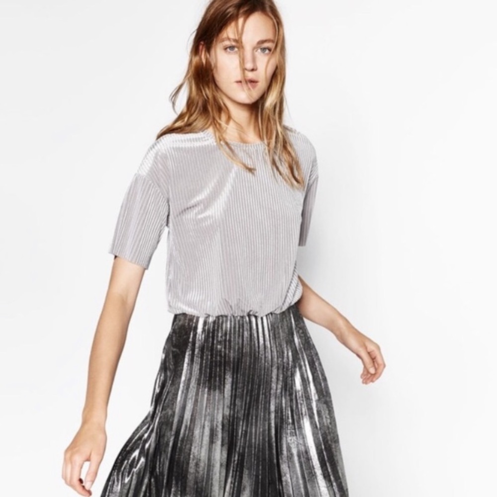 Zara velvet detail blouse